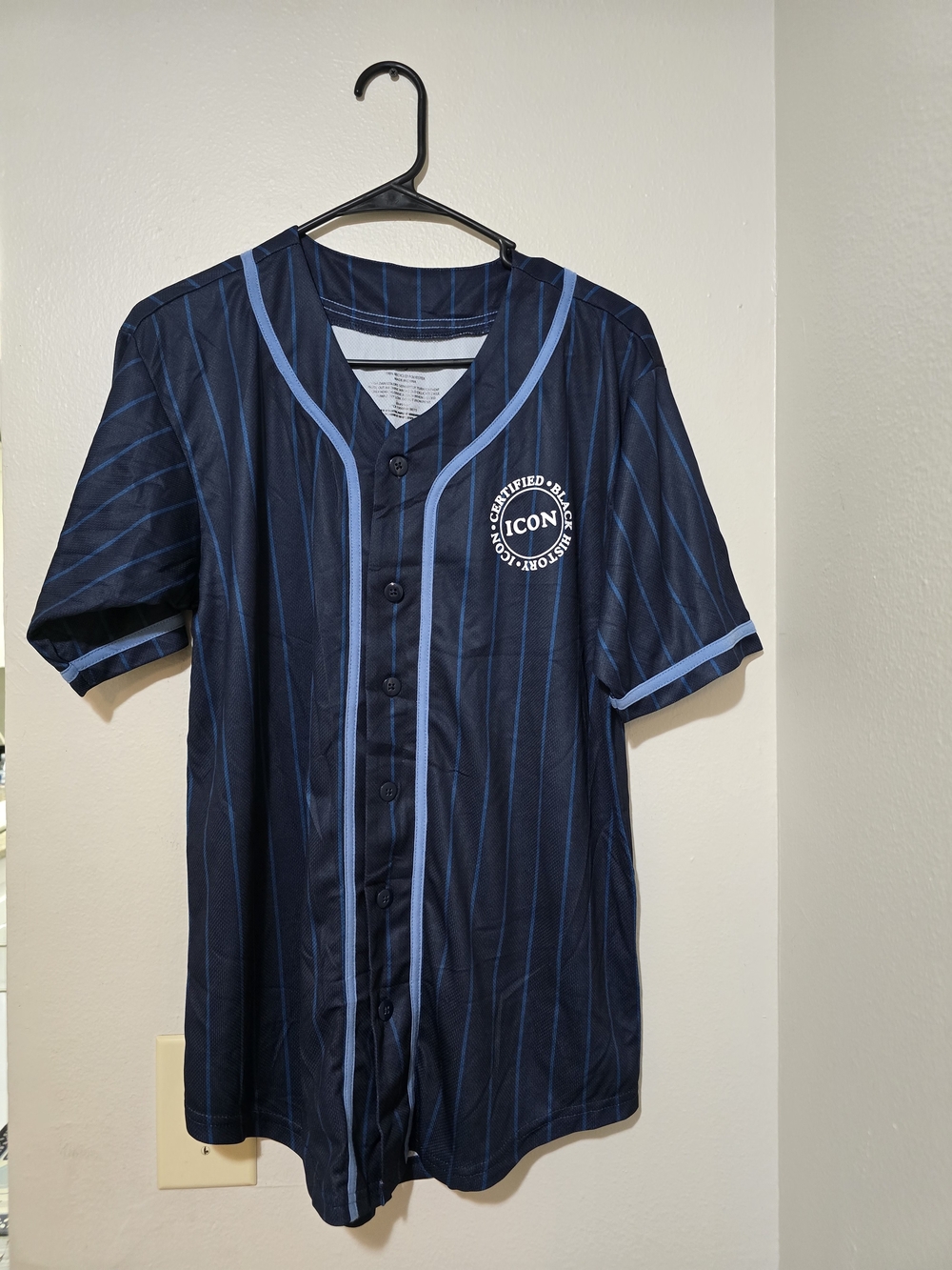 ICON Men's Navy Pinstripe Baseball Jersey